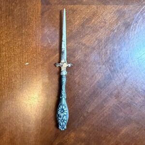 Vintage 50's  Flowers Repousse Sterling Silver Letter Opener